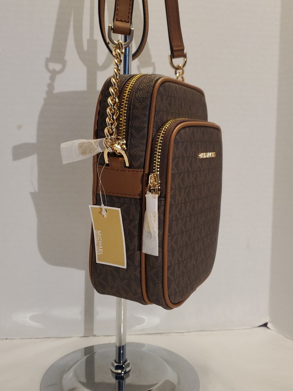 Michael Kors Brown Logo-Print Messenger Bag with Gold Hardware - Picture 2 of 2